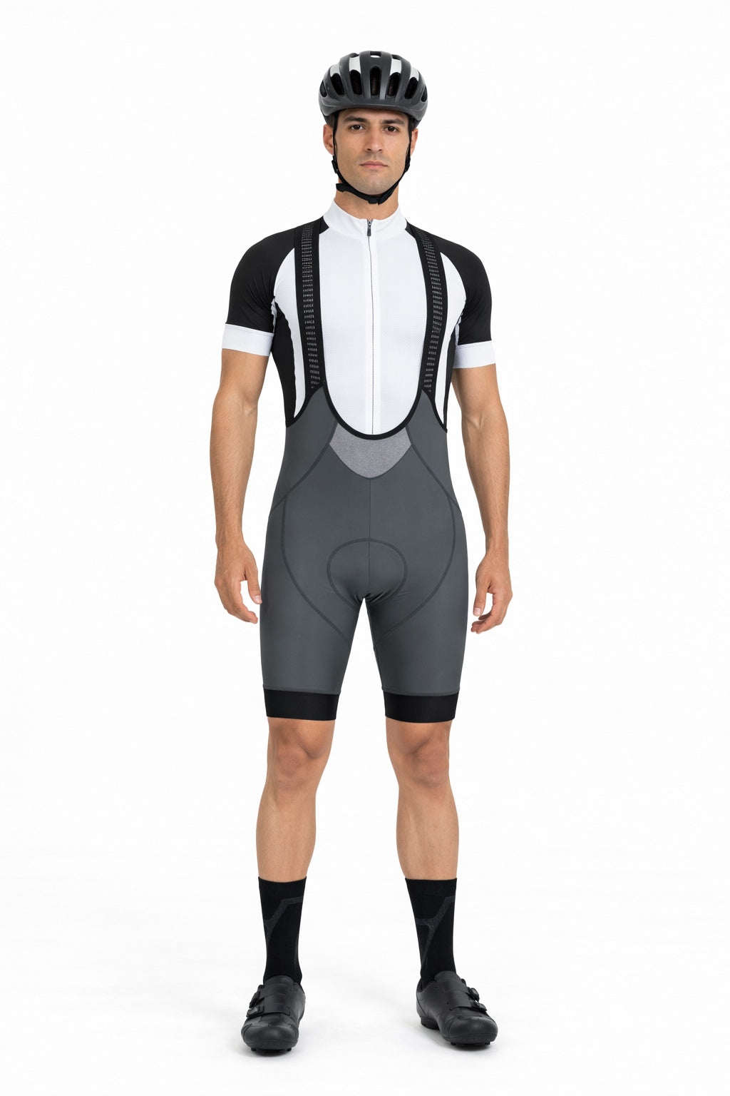 Pantalones de bicicleta masculina pantalones de bicicleta cortas con correas pantalones portadores por línea de equipo gris