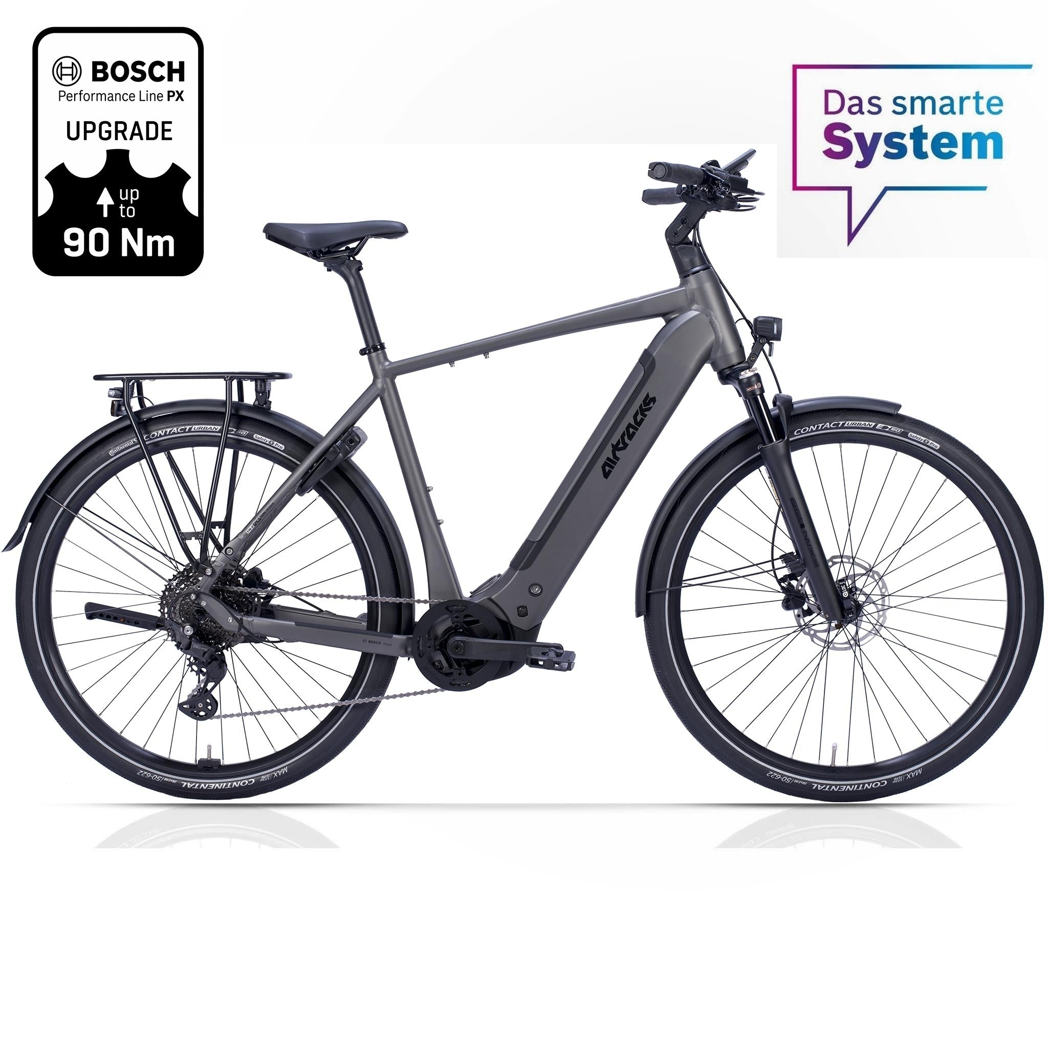 28" Men’s E-Bike Trekking Bicycle TERRA TR2 BOSCH Performance Line PX Smart System PowerTube 600 Wh 10-Speed SHIMANO DEORE RD-M5130 SGS Black