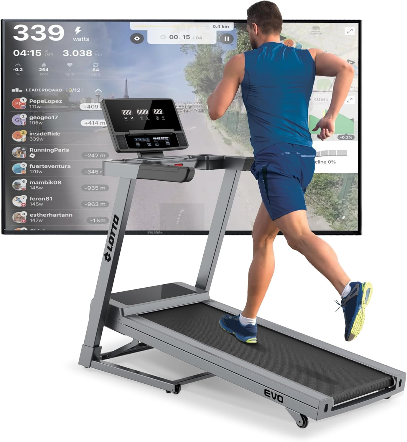 LOTTO Evo Laufband klappbar elektrisch bis 100 kg Bluetooth 1-16 km/h 125x45cm