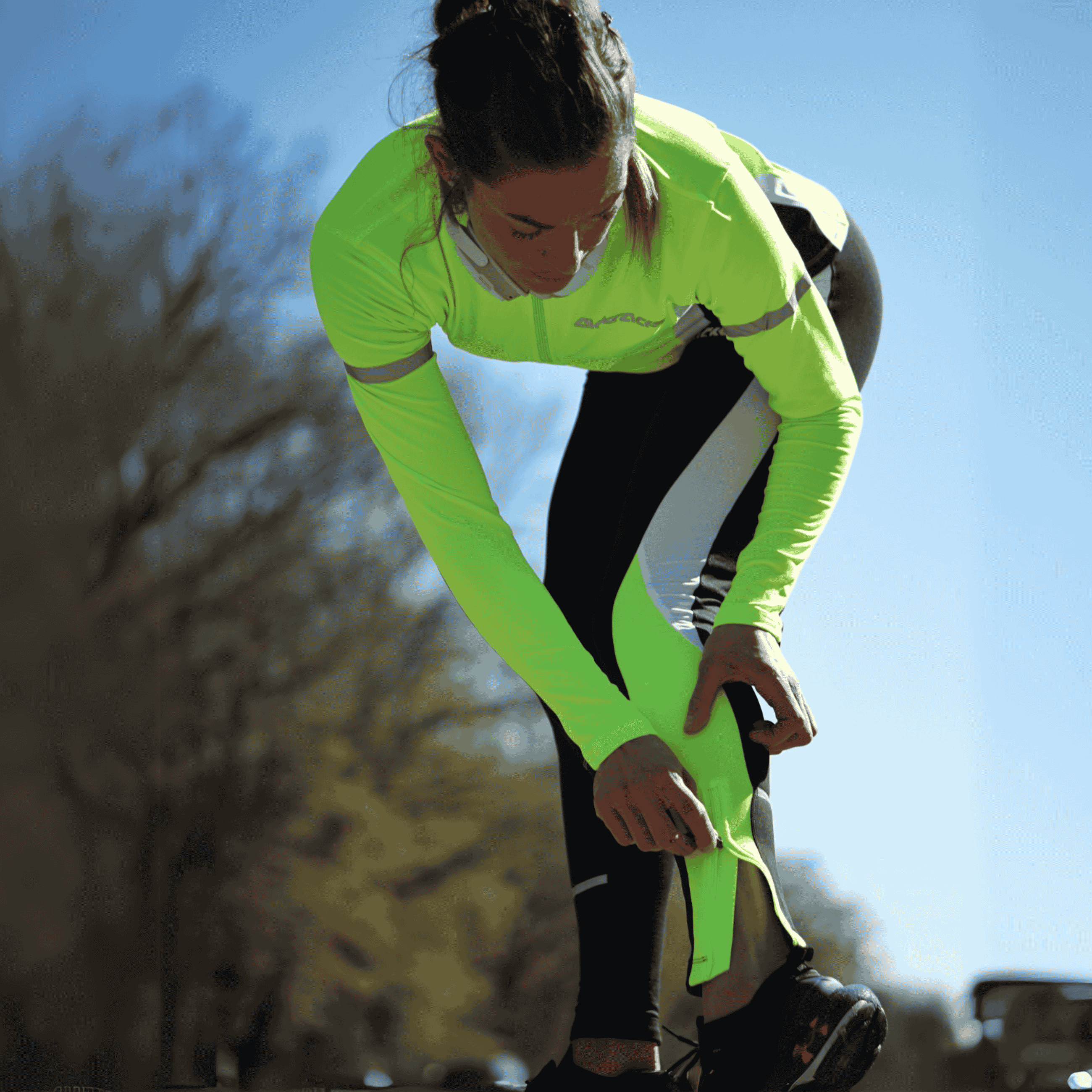 Airtracks Women Function Termal Function Set di pantaloni in esecuzione Lang + thermo funzionale camicia da corsa lungo -Sleeved -nero -neon