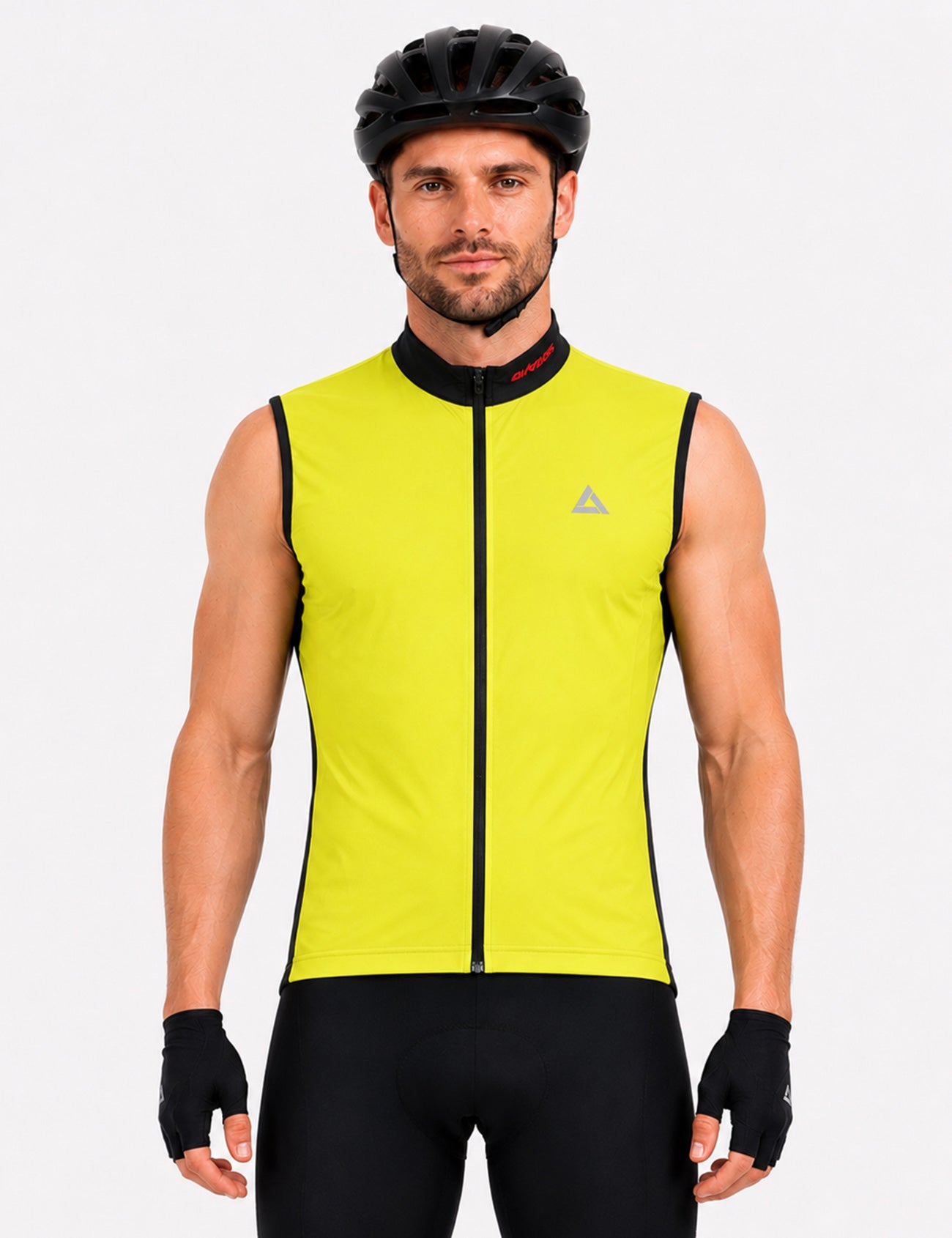 Men's bicycle jersey sleeveless comfort line neon black