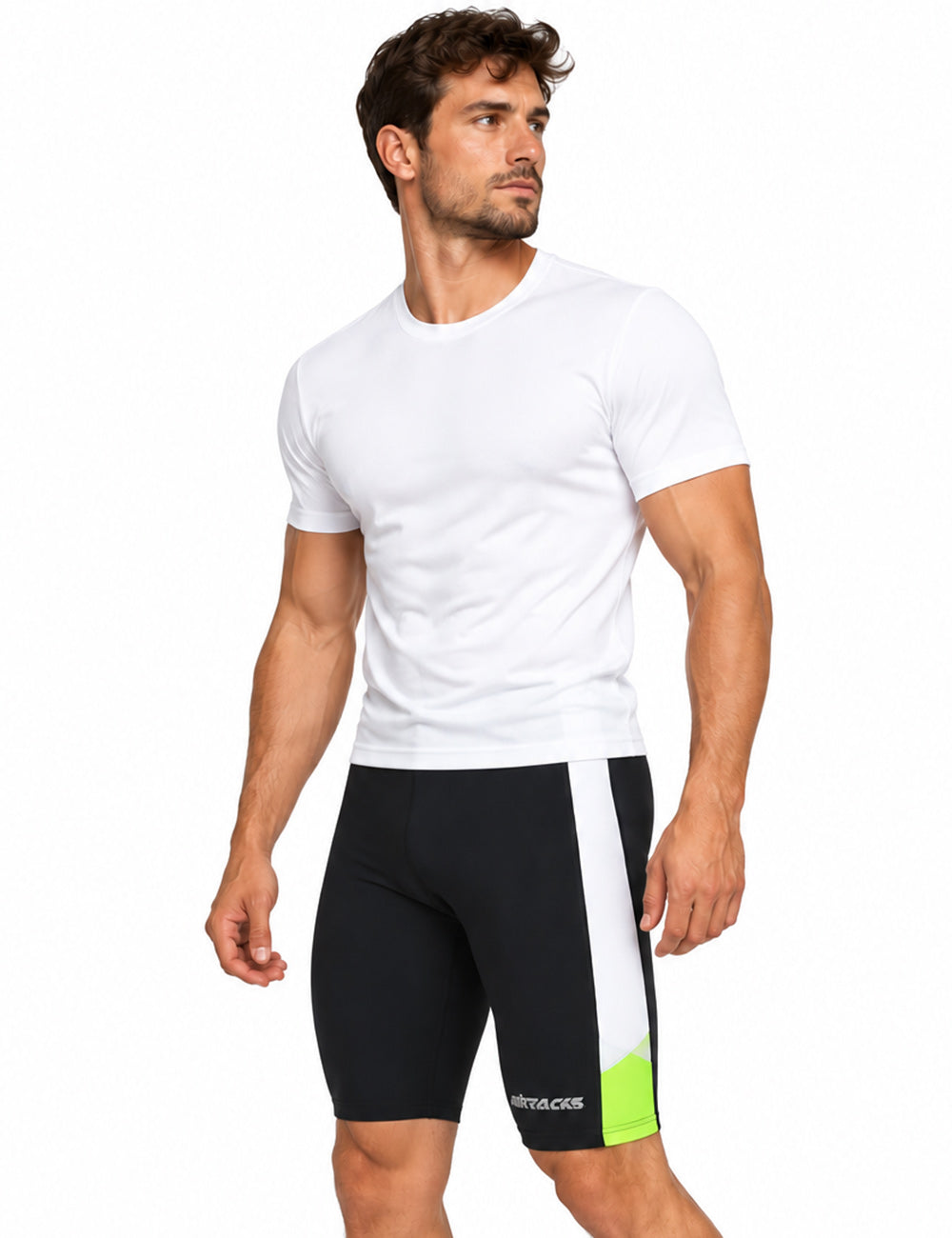 Pantaloni da corsa da uomo corto neon nero
