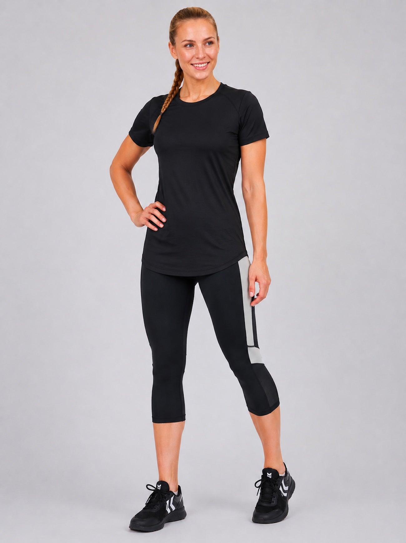 Pantalon de fitness pour femmes - Pantalon de course 3-4 décote rouge gris noir