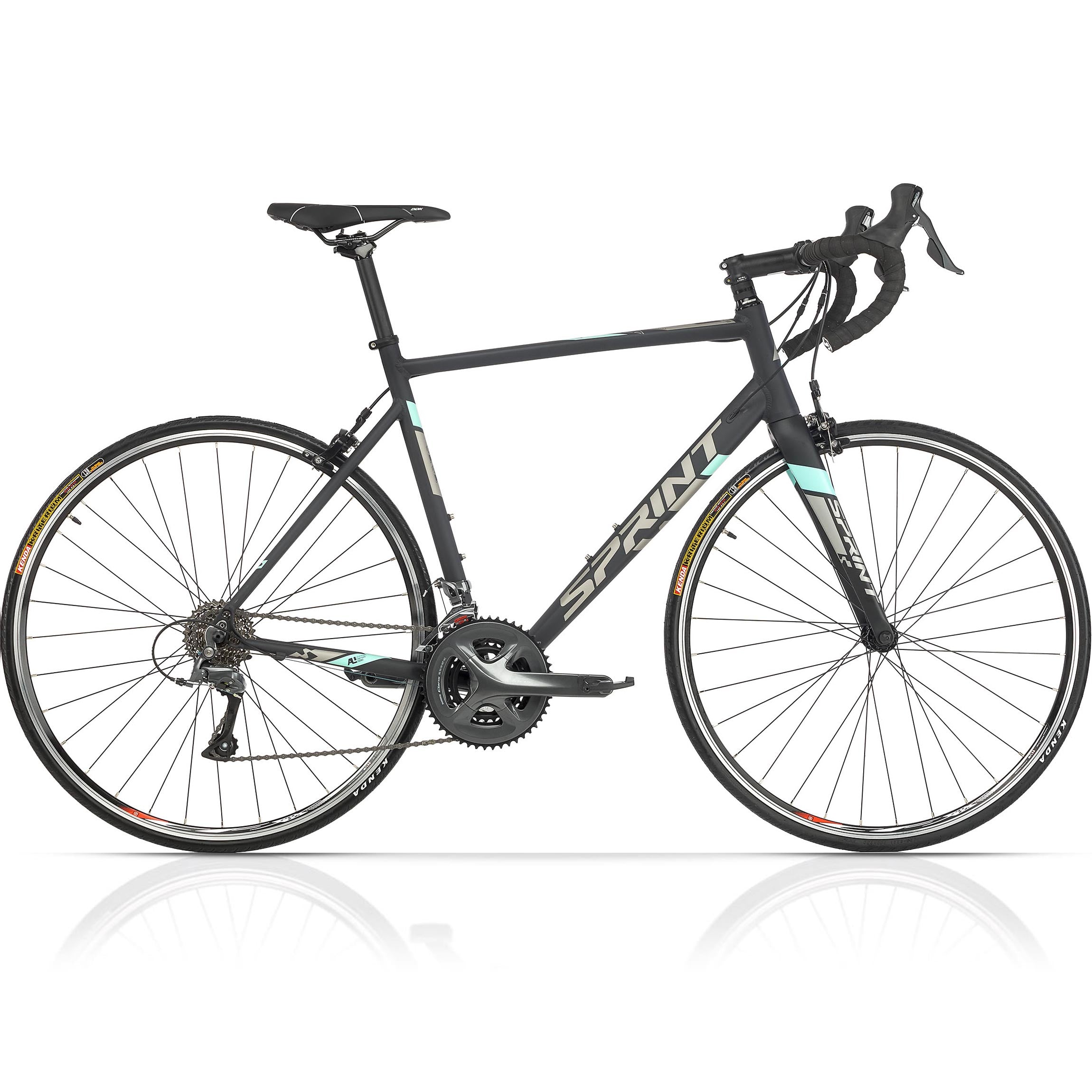 28" Vélo de course hommeSPRINT MONZA RACE CARBONE FOURCHE 2 x 8 vitesses SHIMANO CLARIS RD-R2000 Noir / Gris