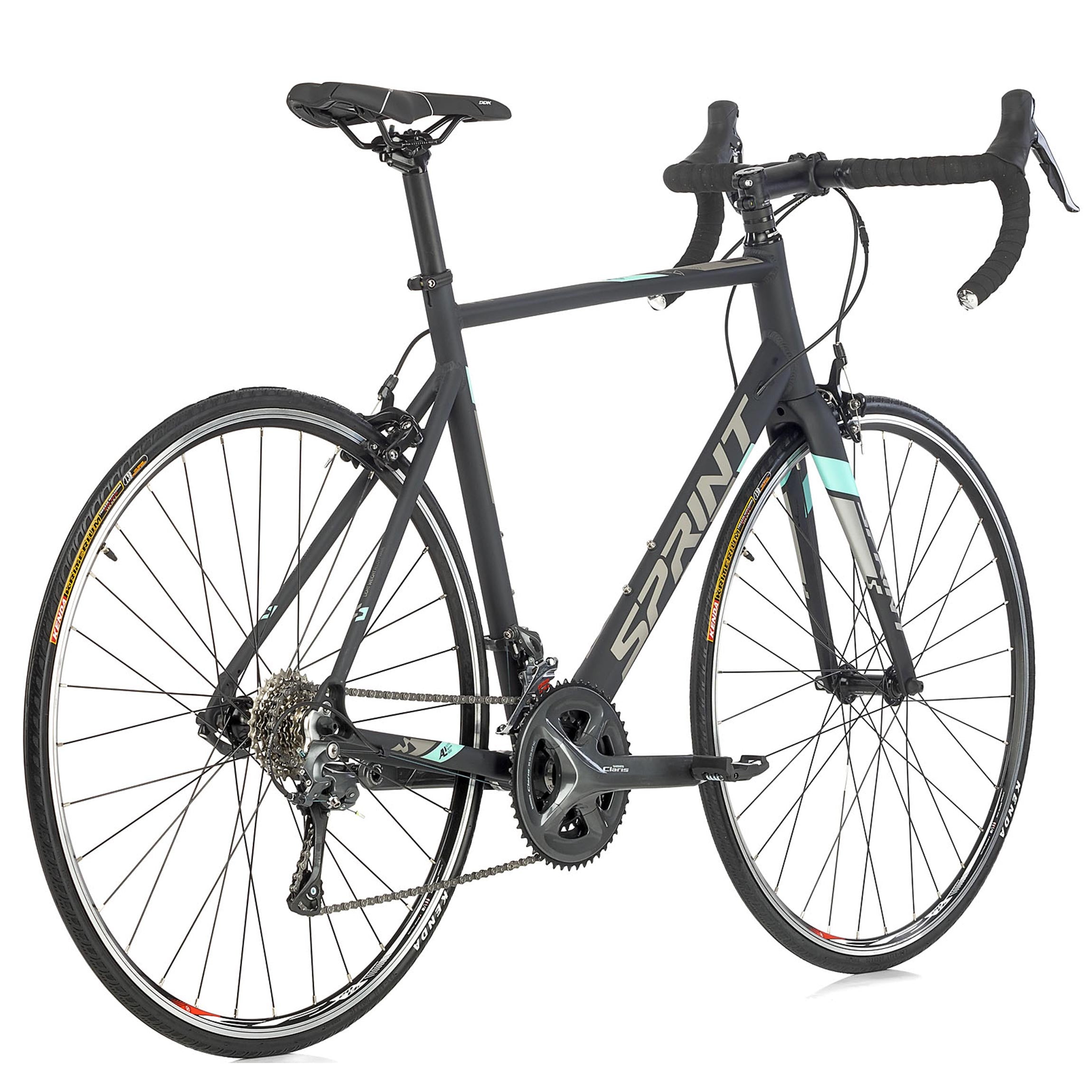 28" Vélo de course hommeSPRINT MONZA RACE CARBONE FOURCHE 2 x 8 vitesses SHIMANO CLARIS RD-R2000 Noir / Gris