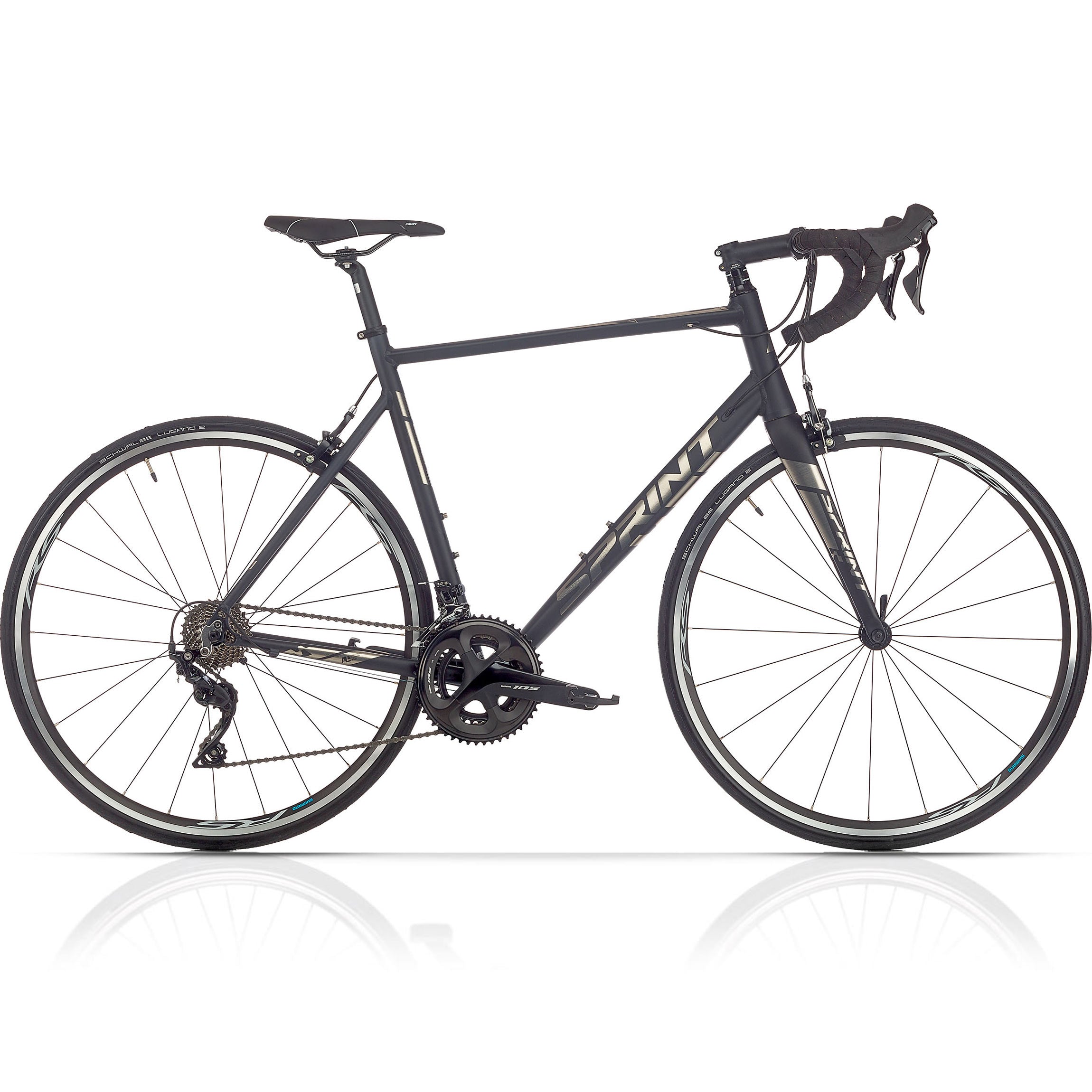 28" Vélo de course homme SPRINT MONZA TEAM cadre CARBONE FOURCHE 2 x 11 vitesses SHIMANO 105 RD-R7000 Noir / Mat