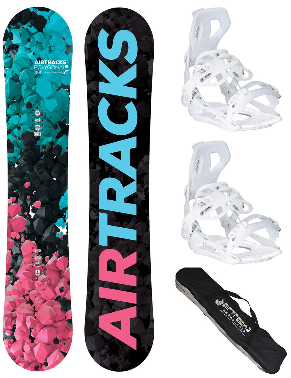 Set de Snowboard Mujer: Tabla Polygonal Rocker+ Fijación Master W M + Bolsa SB