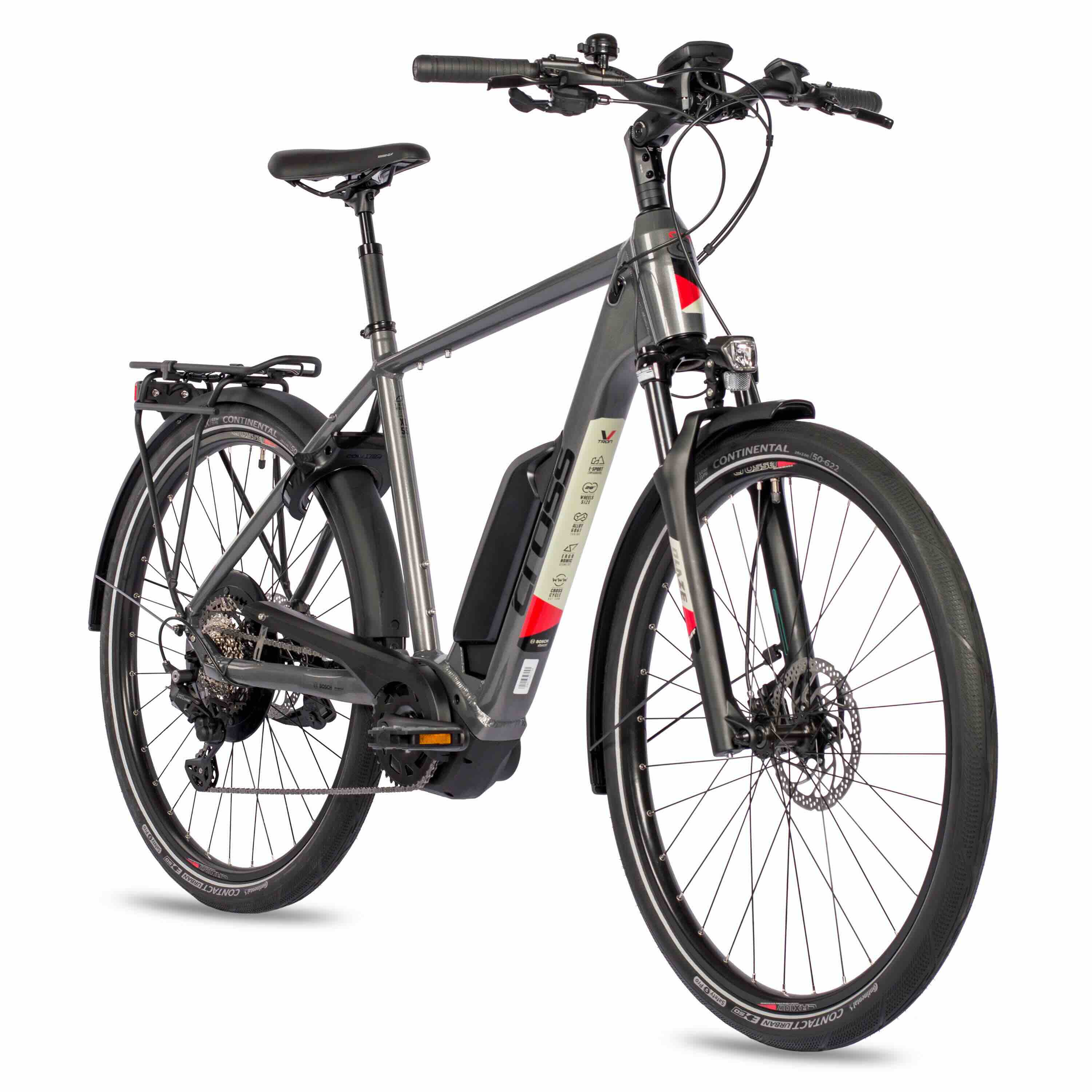 Bicycle de randonnée pour le vélo électrique de 28 pouces V-Tron Bosch Active plus ligne Gen3 500Wh 10S Shimano Deore