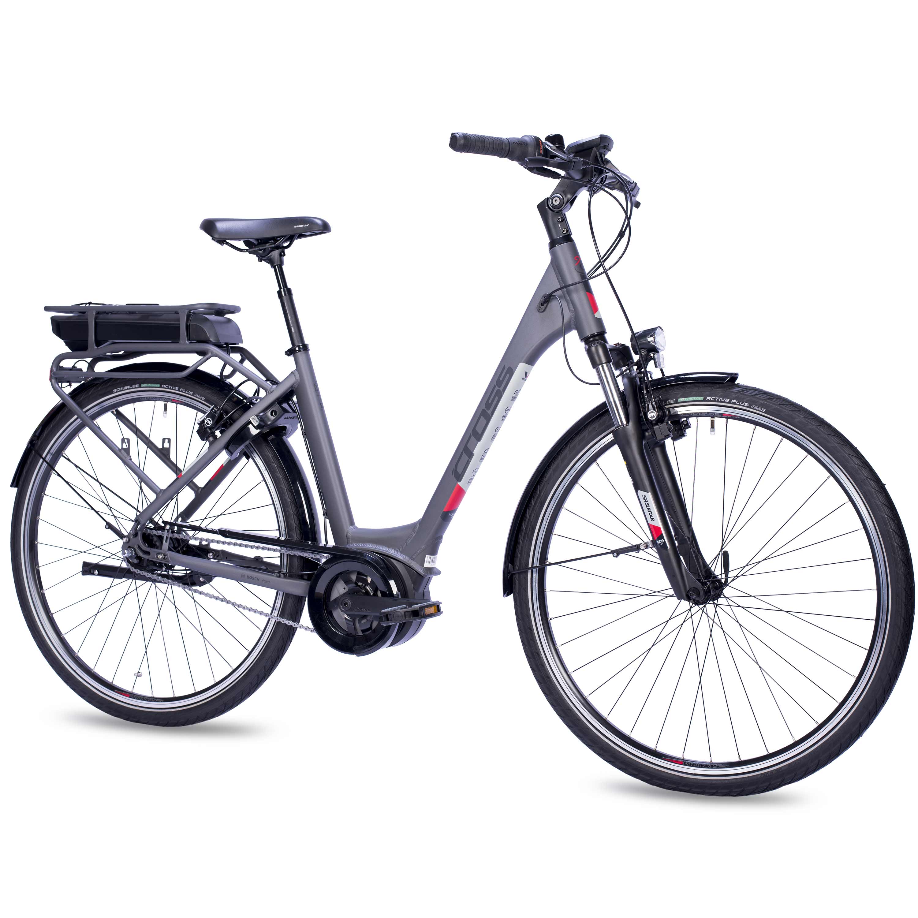 28" Bicicleta eléctrica de ciudad V-Tron RACK BOSCH ACTIVE LINE PLUS 400 Wh 7 velocidades SHIMANO NEXUS freno de contrapedal trasero