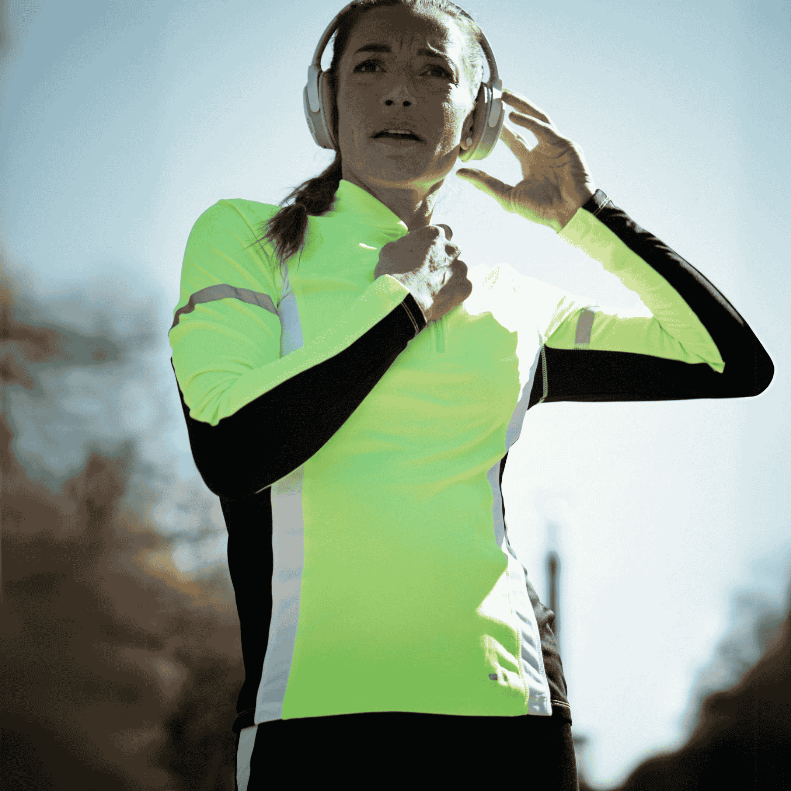 Airtracks Women Function Termal Function Set di pantaloni in esecuzione Lang + thermo funzionale camicia da corsa lungo -Sleeved -nero -neon