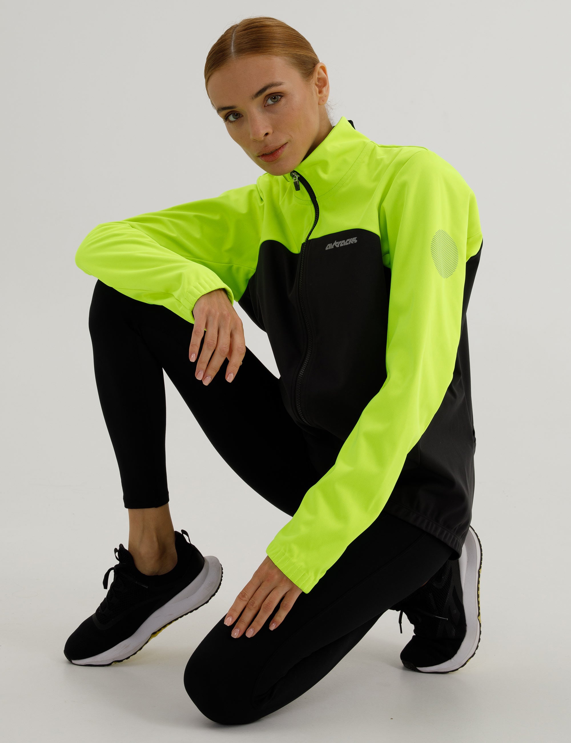 Damen Winter Fahrradjacke Softshell Thermoradjacke Advance Line Grau Neon