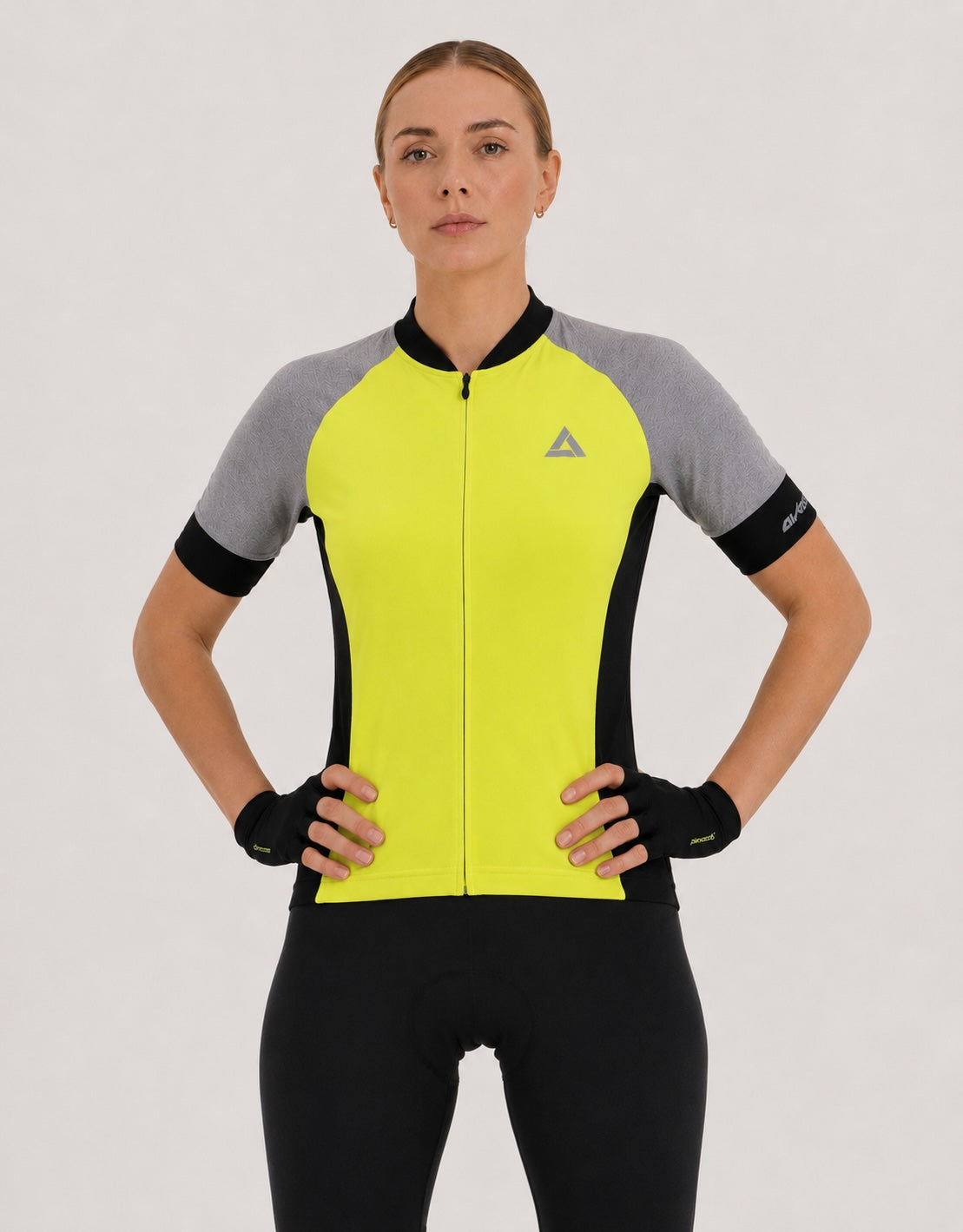 Women's bicycle jersey short -sleeved per line neon
