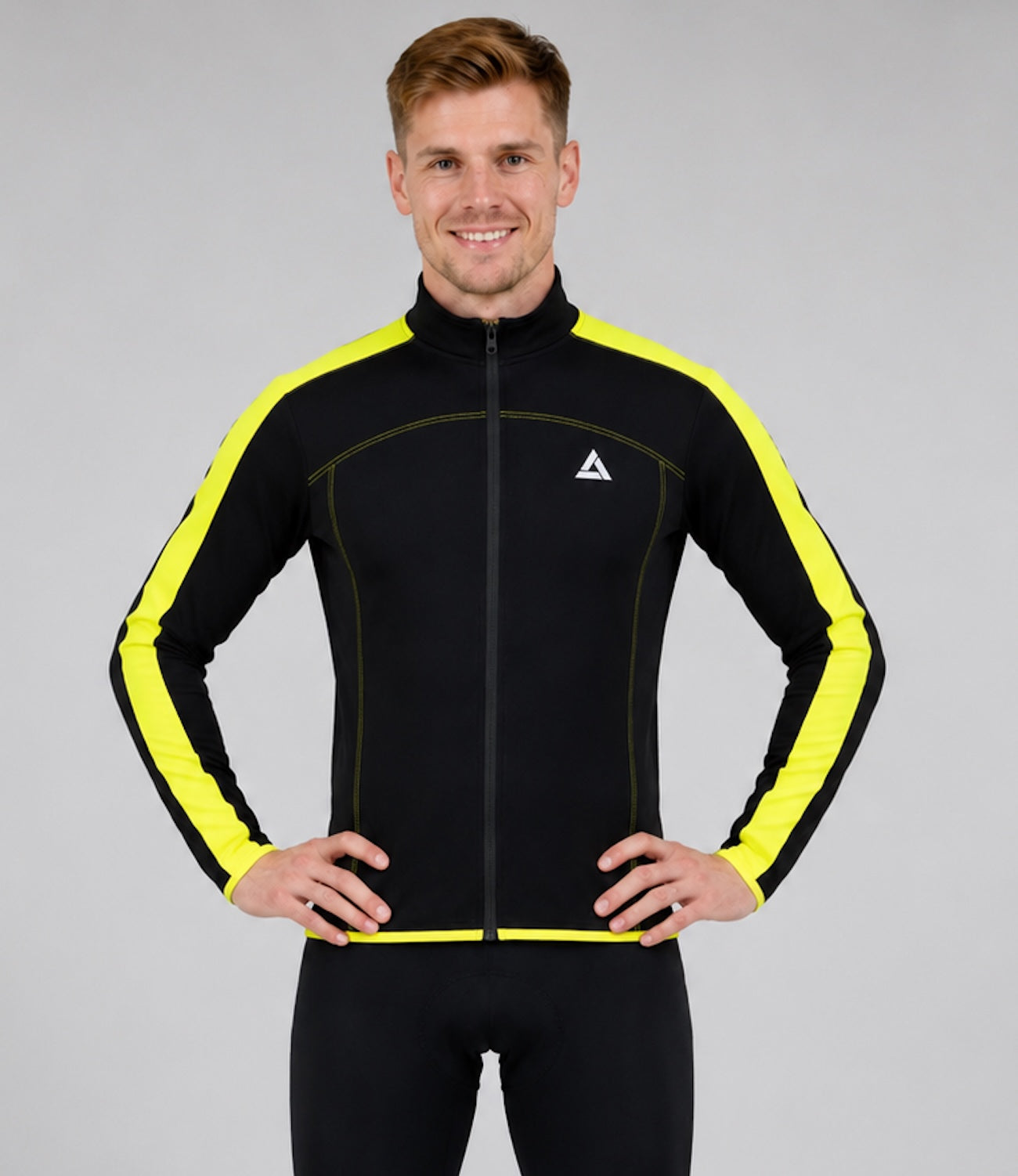 Thermo Bicycle Jersey Long Arm por línea neón negro