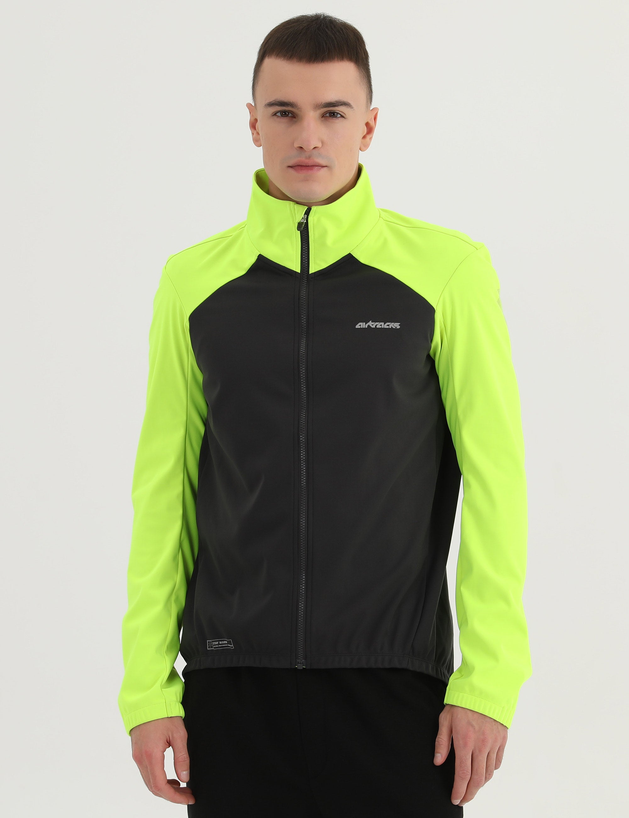 Herren Winter Fahrradjacke Softshell Thermoradjacke Advance Line Grau-Neon