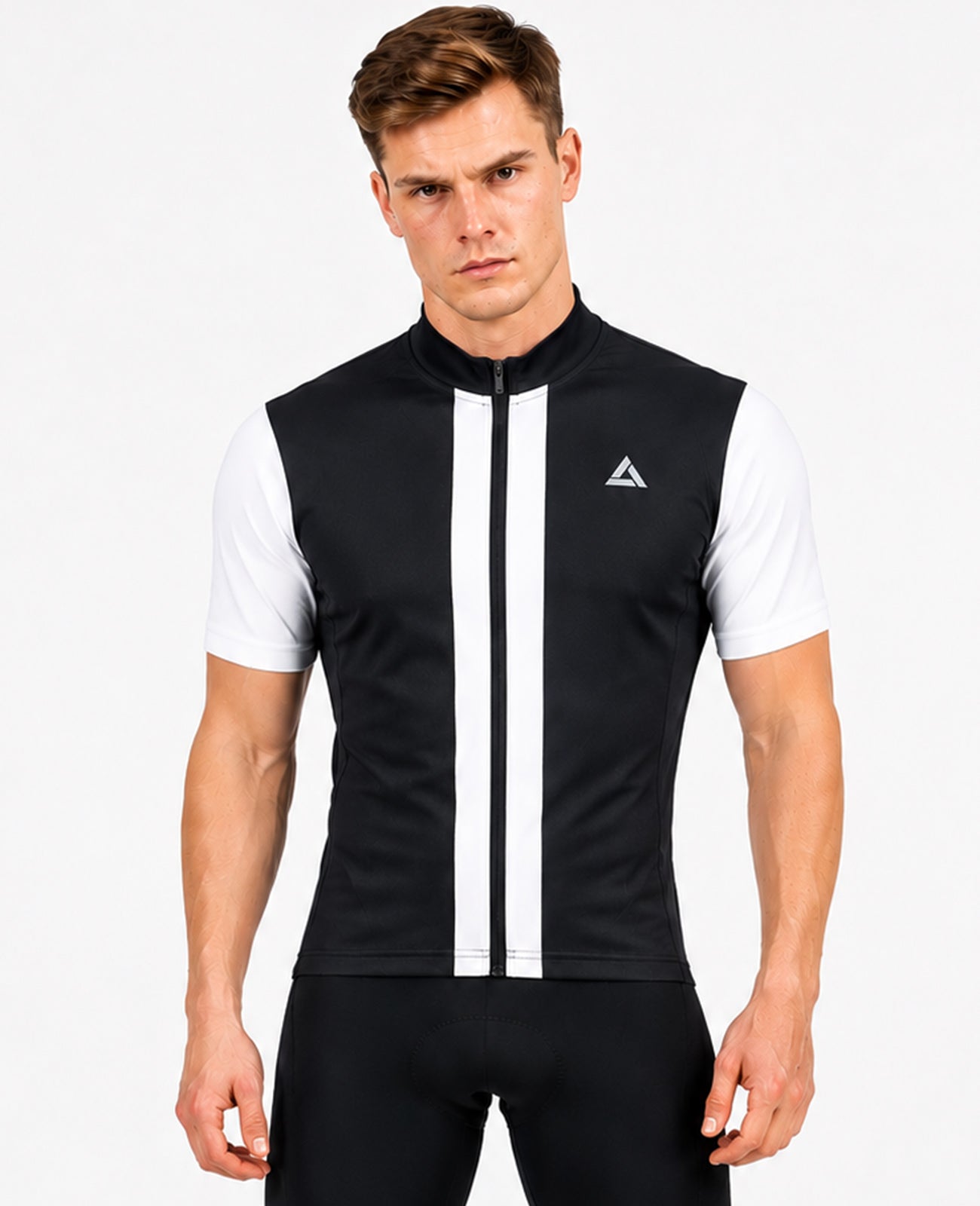 Men's bicycle jersey short -sleeved per line II black white