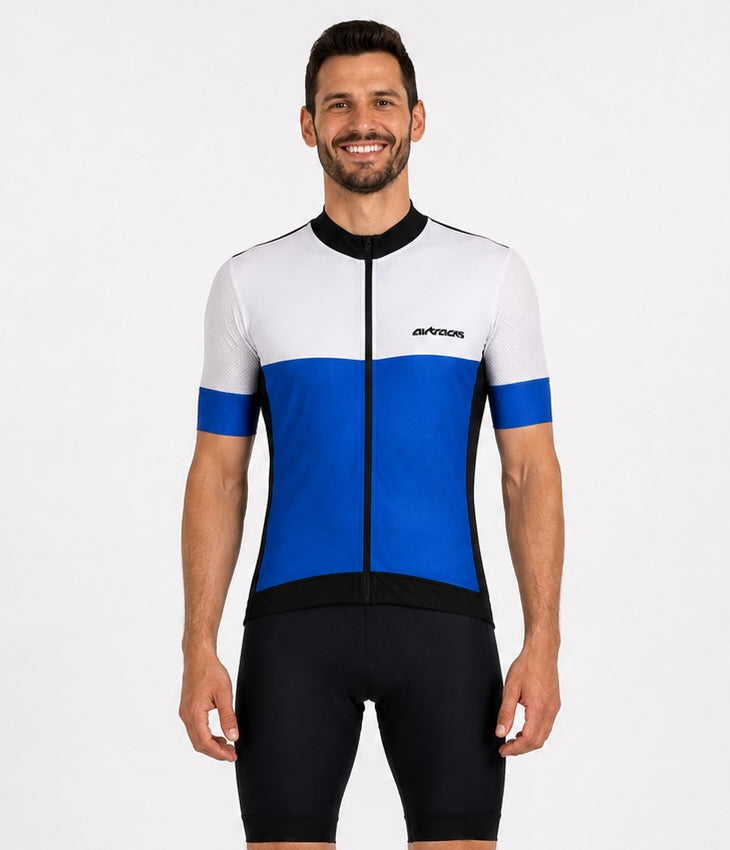 Maglia da bicicletta maschile corta -maglia per biciclette per maniche per squadra Blue White
