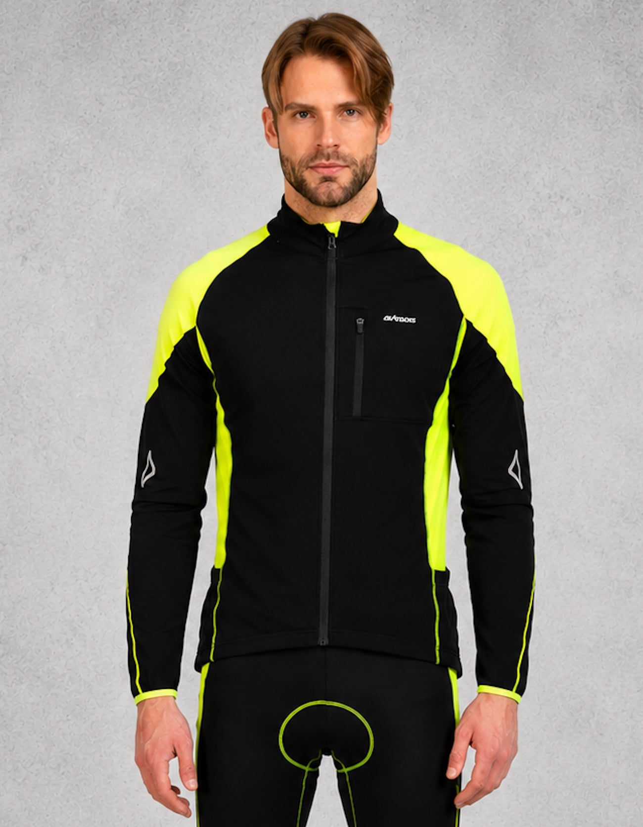 Men Thermo bicycle jersey pro-t black-neon