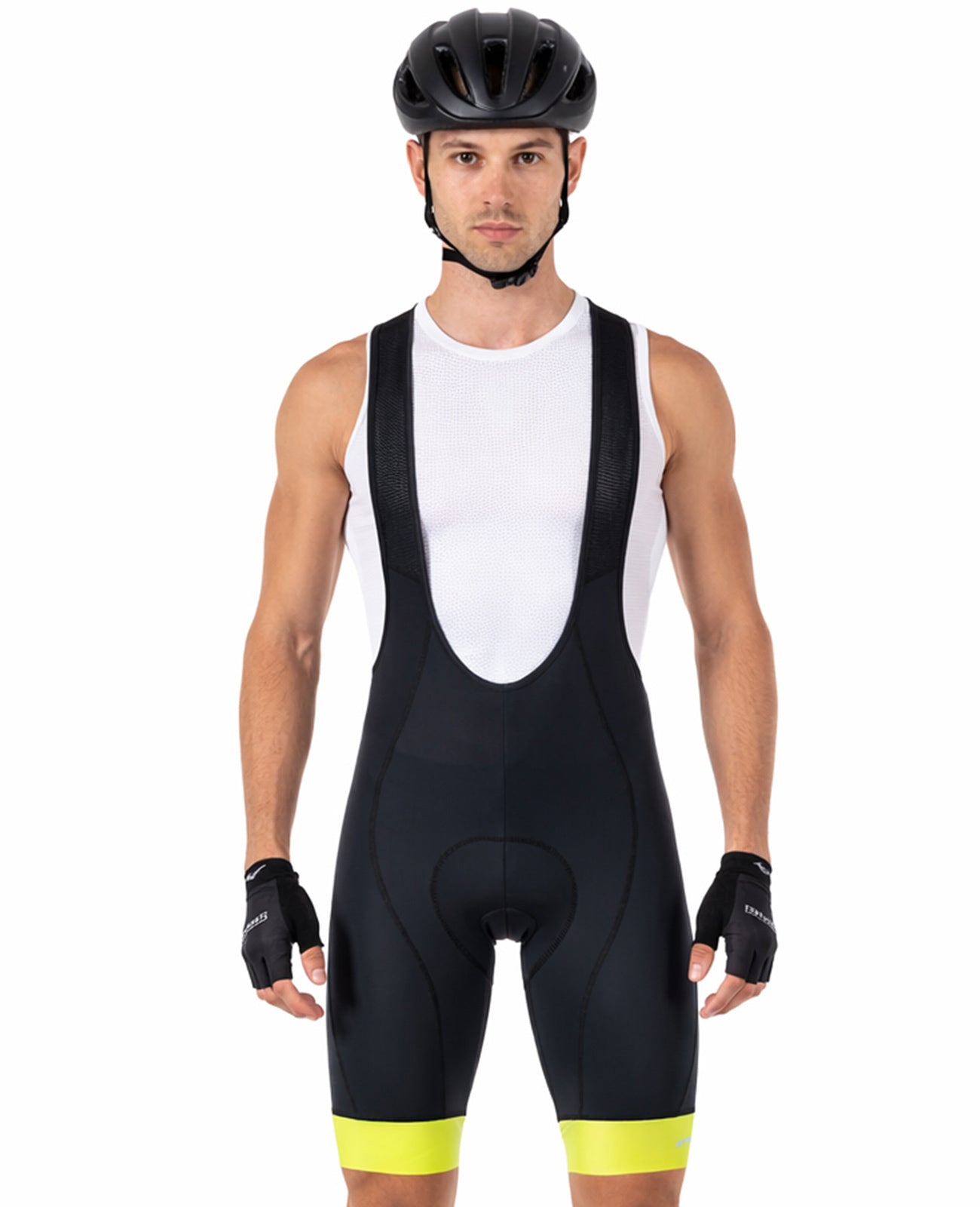 Pantalon à vélo masculin court avec des sangles - Pantalon de transport Ligne de confort Schwarz Neon