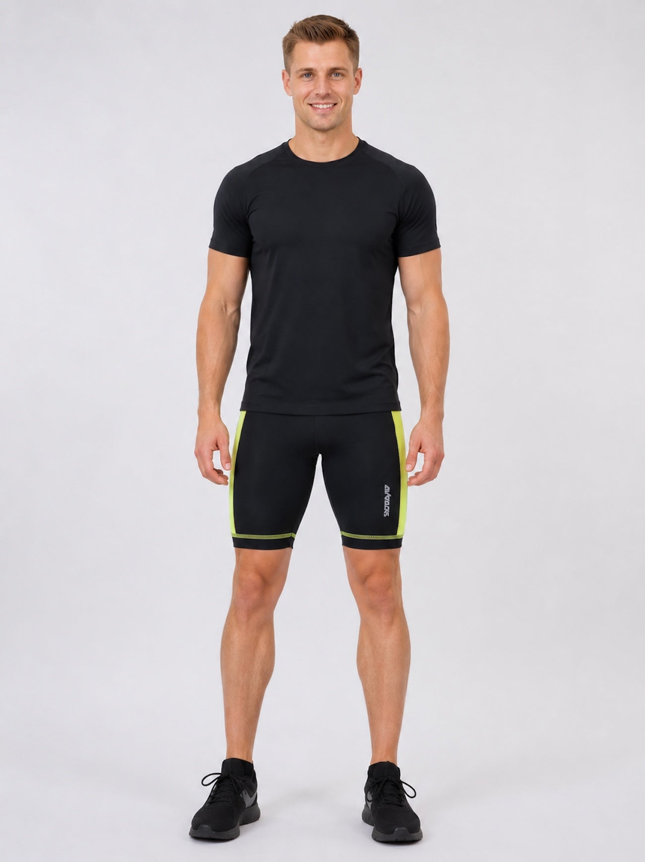 Pantalon de course pour hommes court par air néon noir