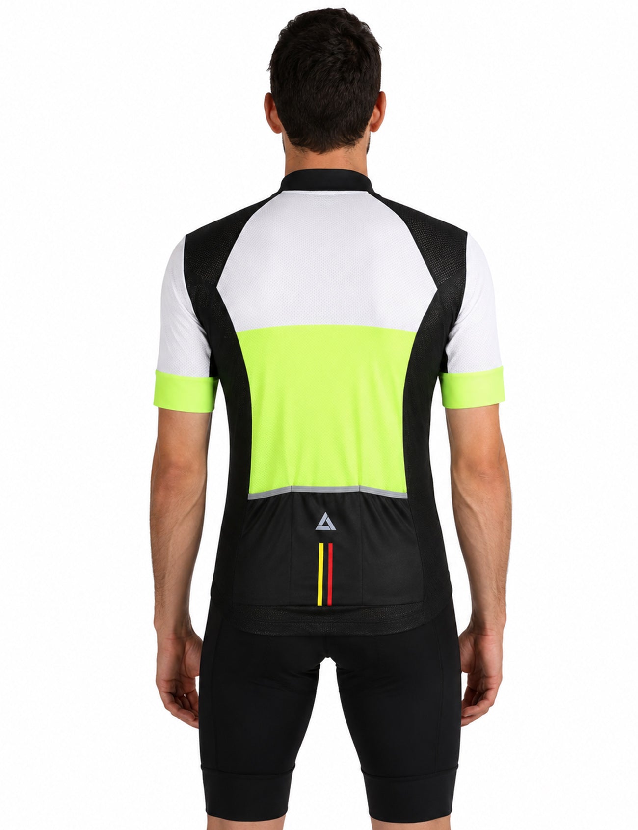 Men's bicycle jersey short arm per team line III neon white