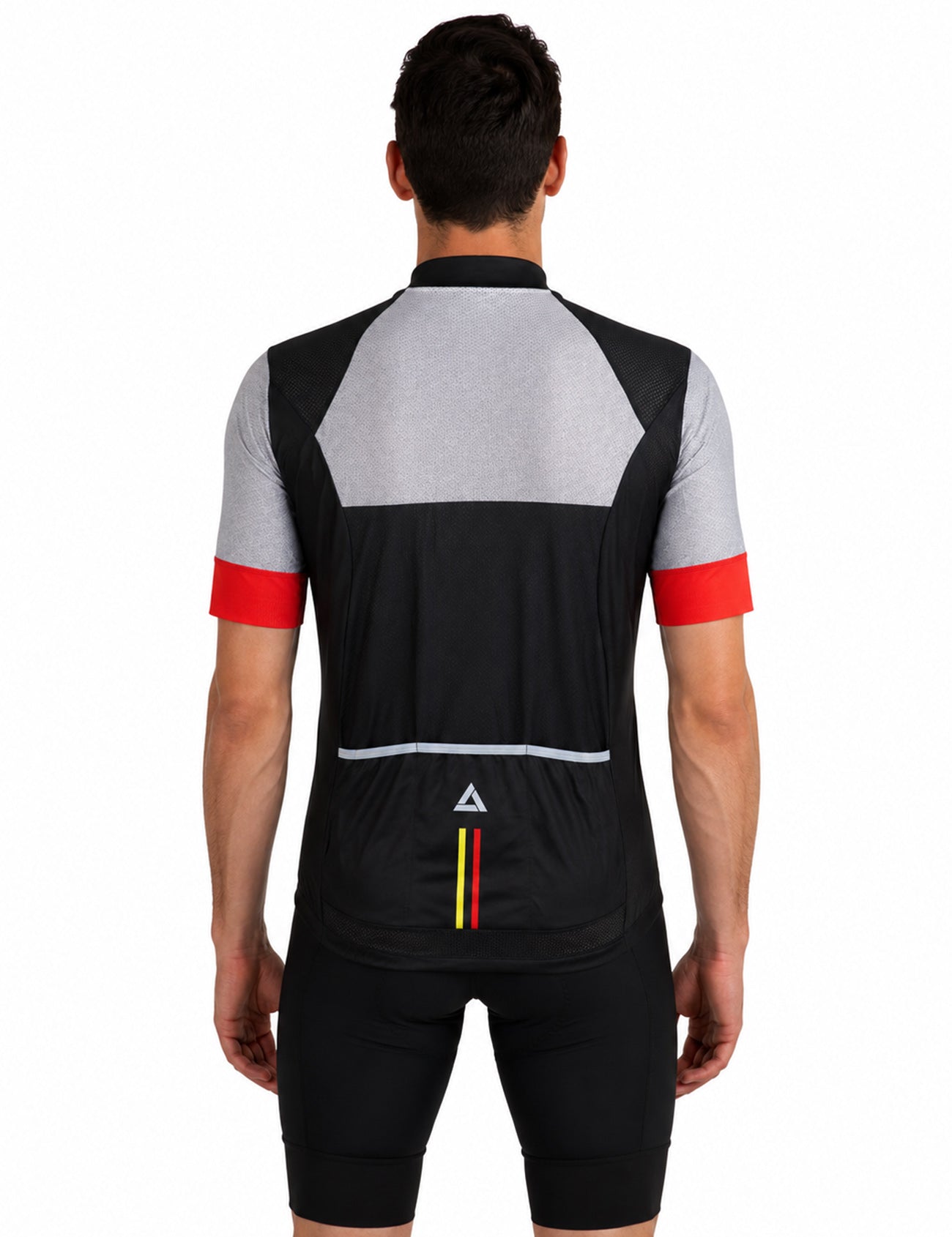 Men's bicycle jersey short arm per team line III black and gray