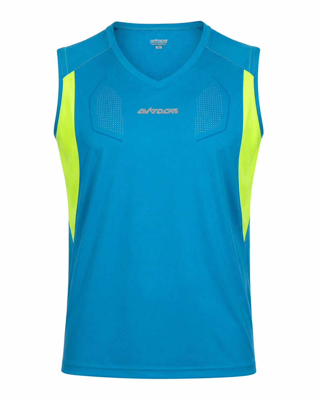 Canotta senza maniche per camicia da corsa per linea blu neon