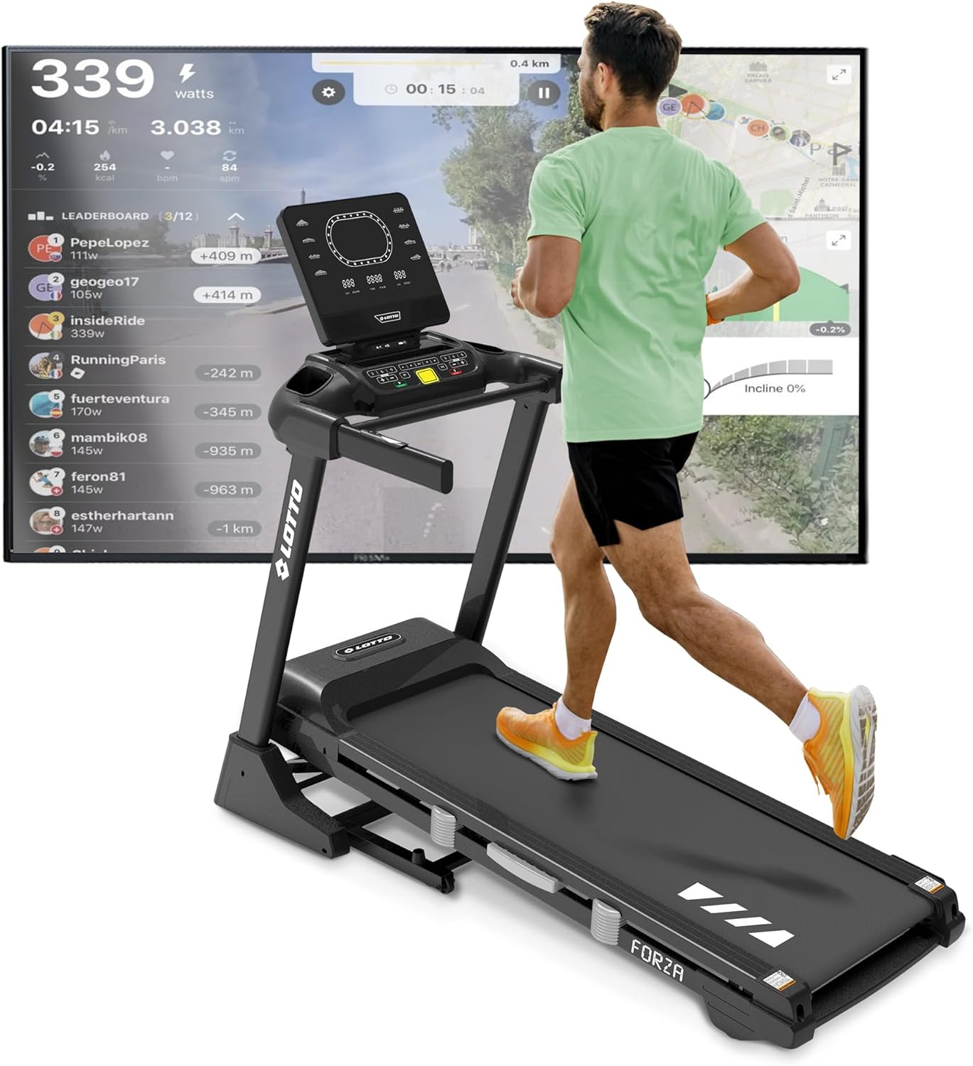 LOTTO Forza Laufband klappbar elektrisch bis 120 kg Bluetooth 1-18km/h 140x48cm