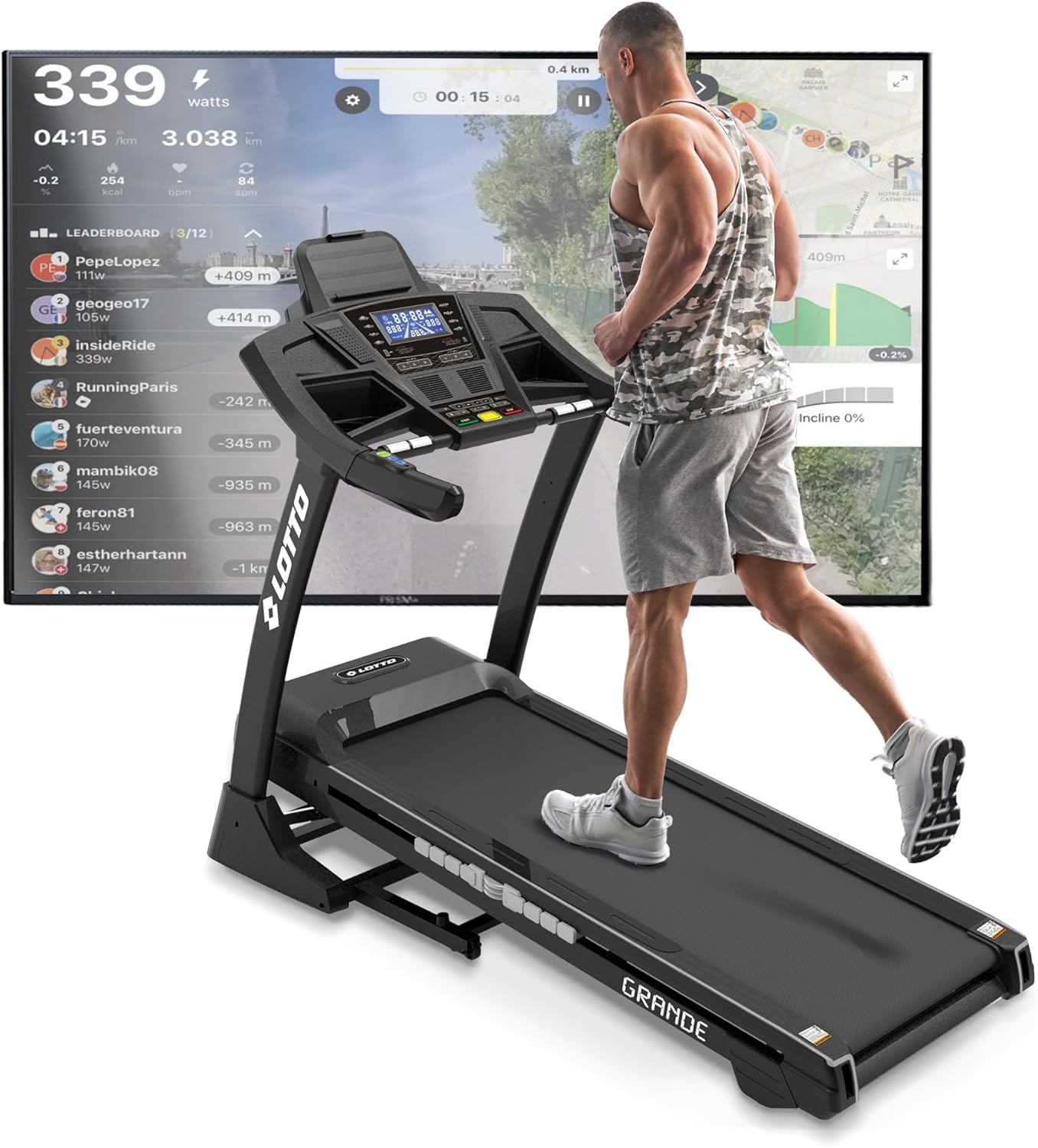 LOTTO Grande Laufband klappbar elektrisch bis 120 kg Bluetooth 1-20 km/h 150x51 cm