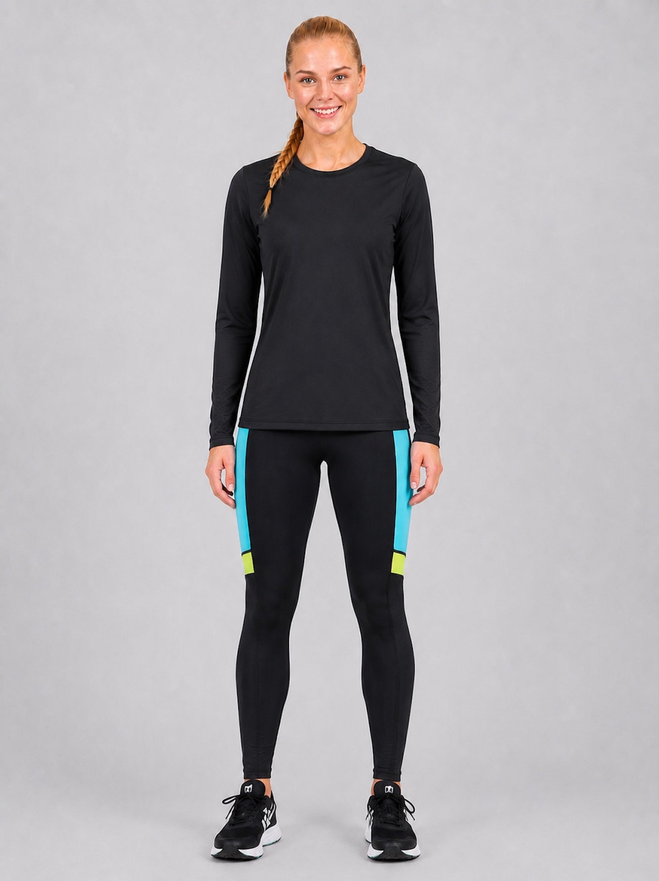 Pantaloni per il fitness femminile - Pantaloni da corsa Lang Schwarz Neon Red Decoct
