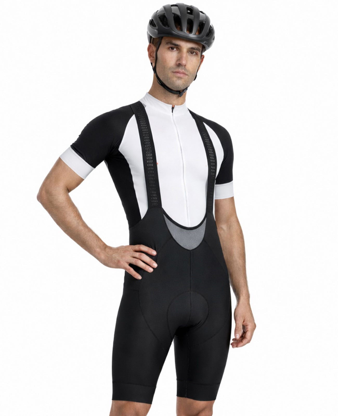 Pantalon à vélo masculin brièvement avec des sangles pantalon de transport par ligne d'équipe noire