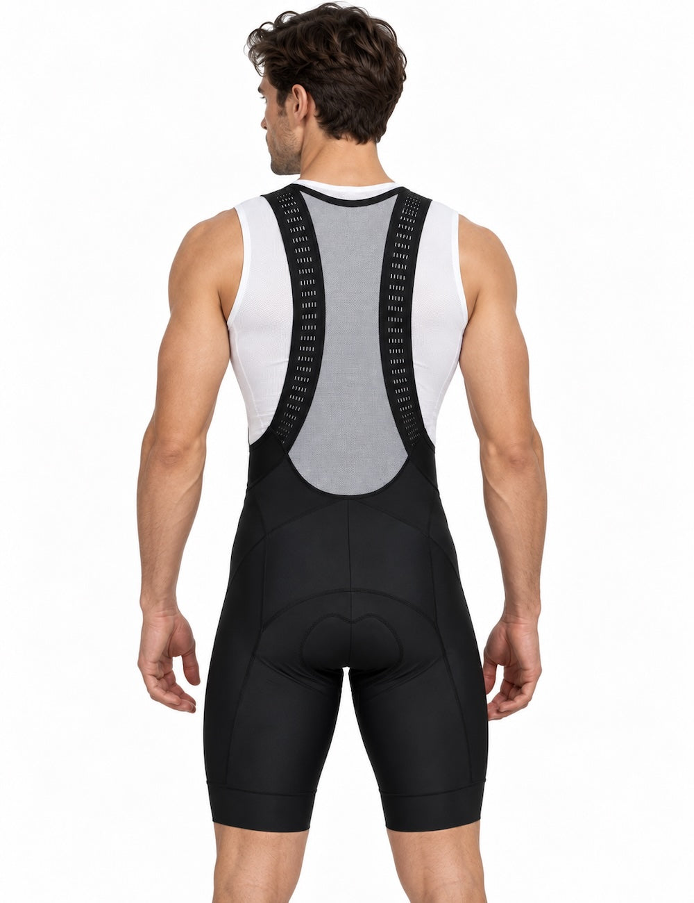 Pantaloni per biciclette da uomo pantaloni per biciclette corti con pantaloni portanti cinghie per squadra di nero