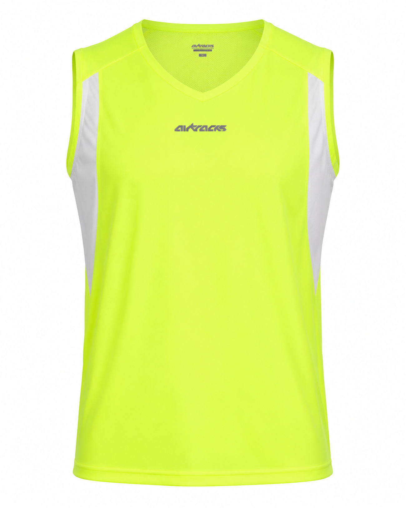 Canotta senza maniche per camicia da corsa per linea bianca neon