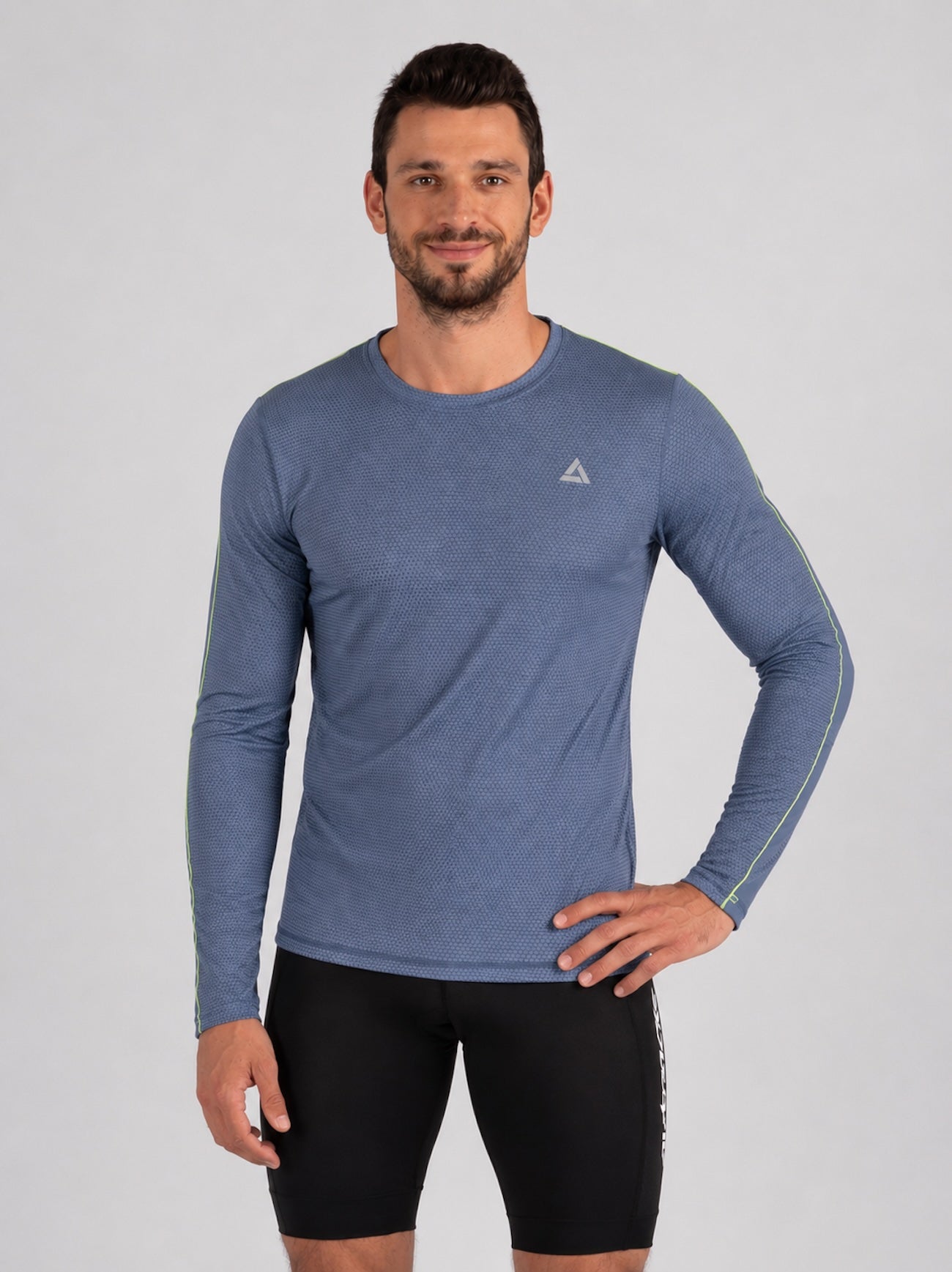 Camicia da corsa funzionale maschile braccio lungo per linea neon grigio