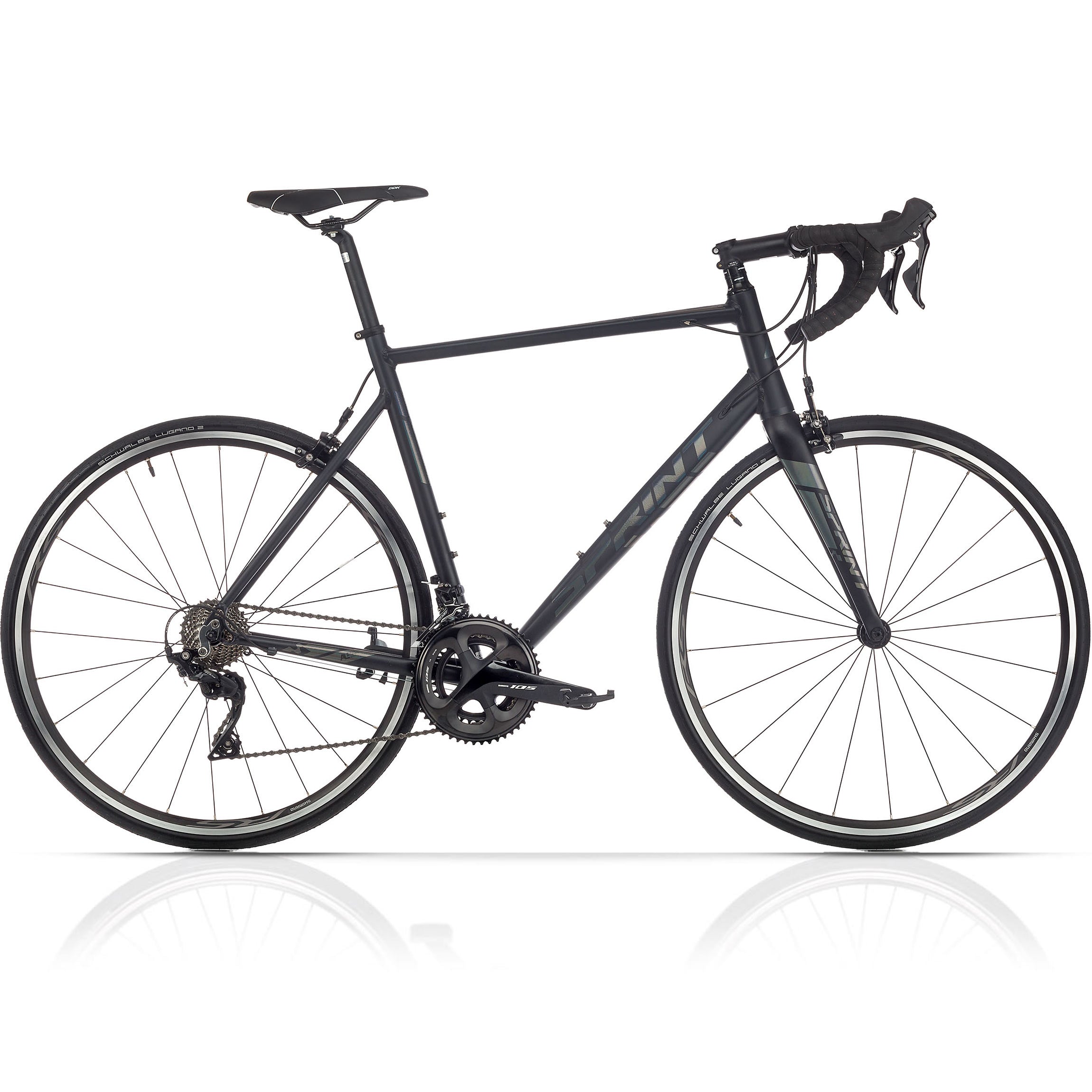 28" Bicicleta de carretera para hombre de  SPRINT MONZA TEAM con horquilla de carbono, 2 x 11 velocidades SHIMANO 105 RD-R7000 negro / mate