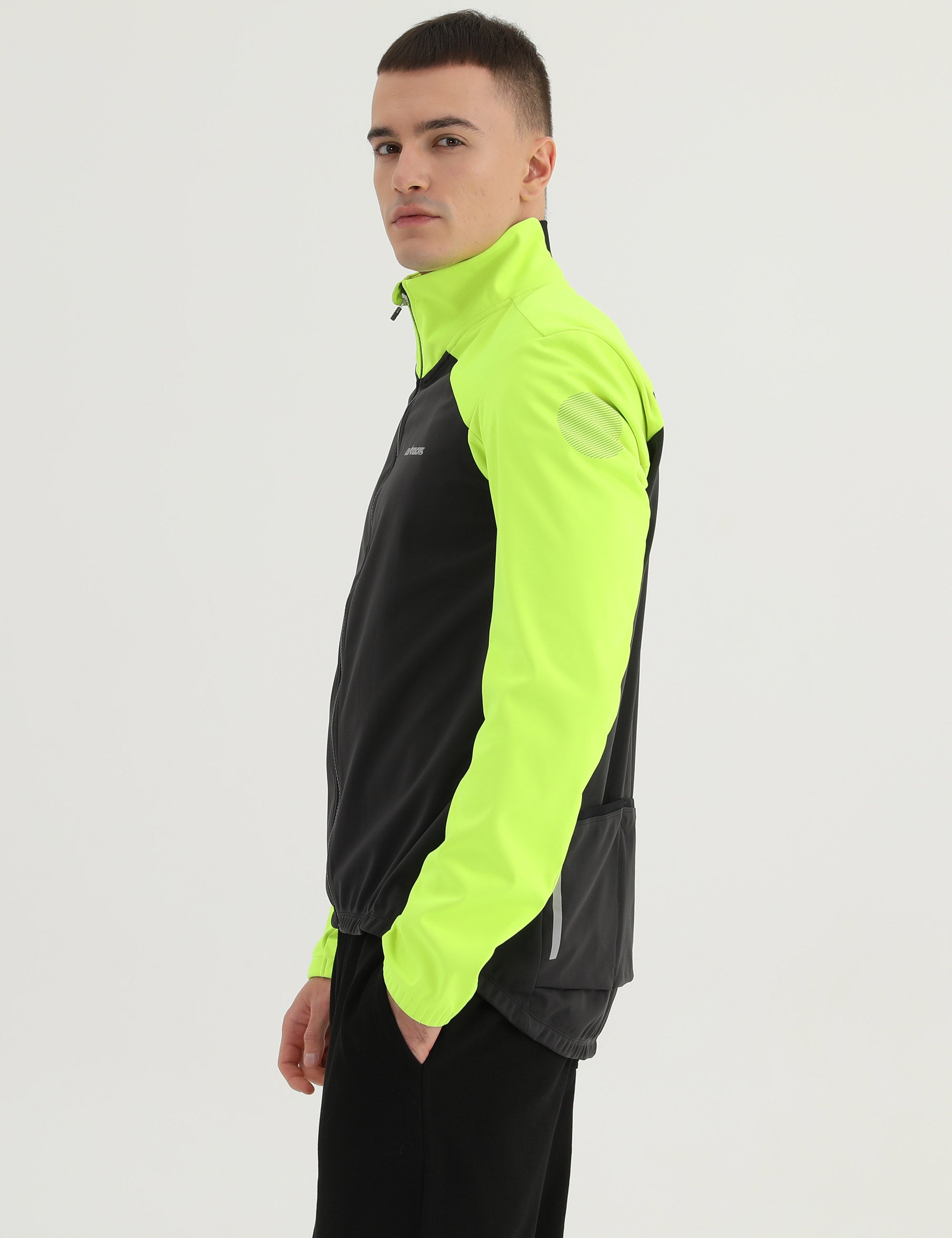Herren Winter Fahrradjacke Softshell Thermoradjacke Advance Line Grau-Neon