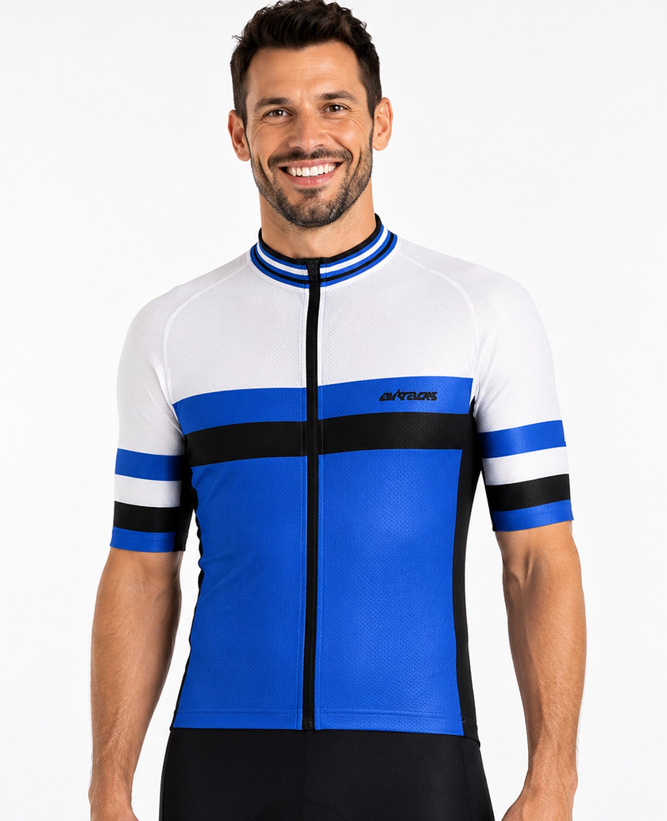 Men's bicycle jersey short arm per line III blue-white