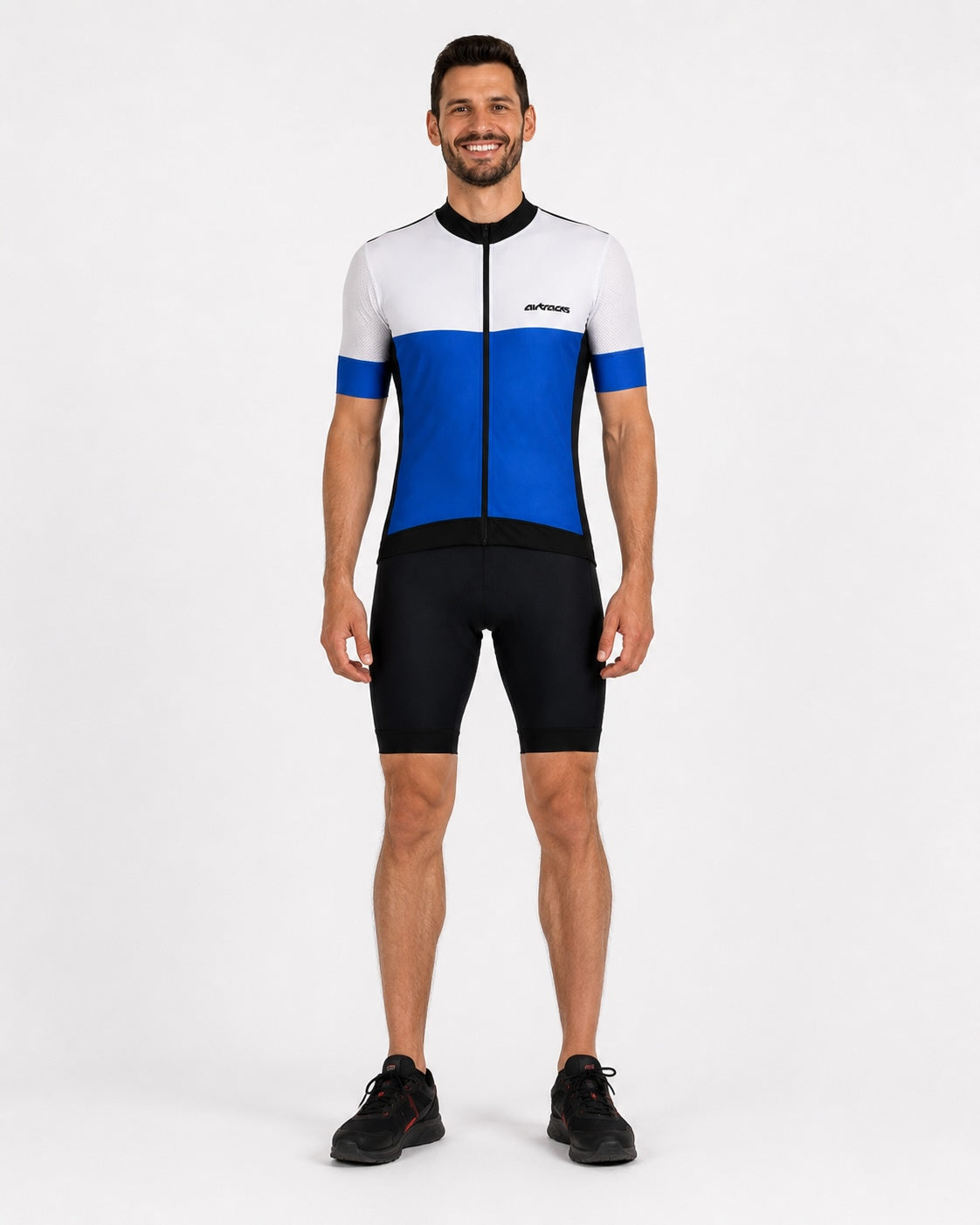 Men's bicycle jersey short arm per team line III blue white