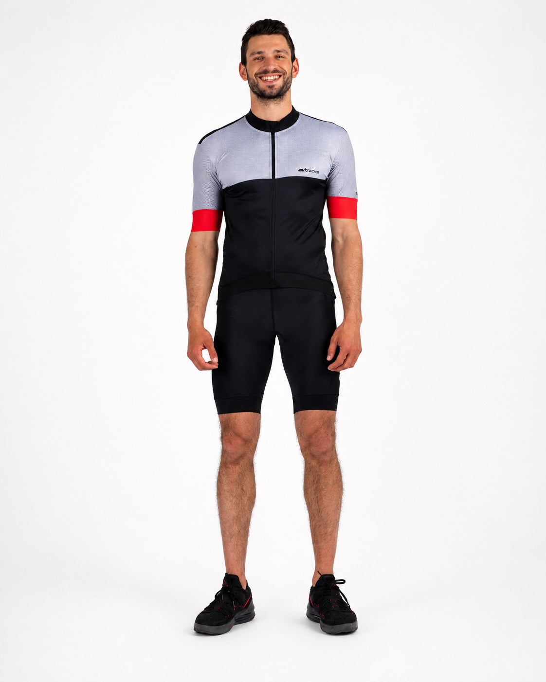 Men's bicycle jersey short arm per team line III black and gray