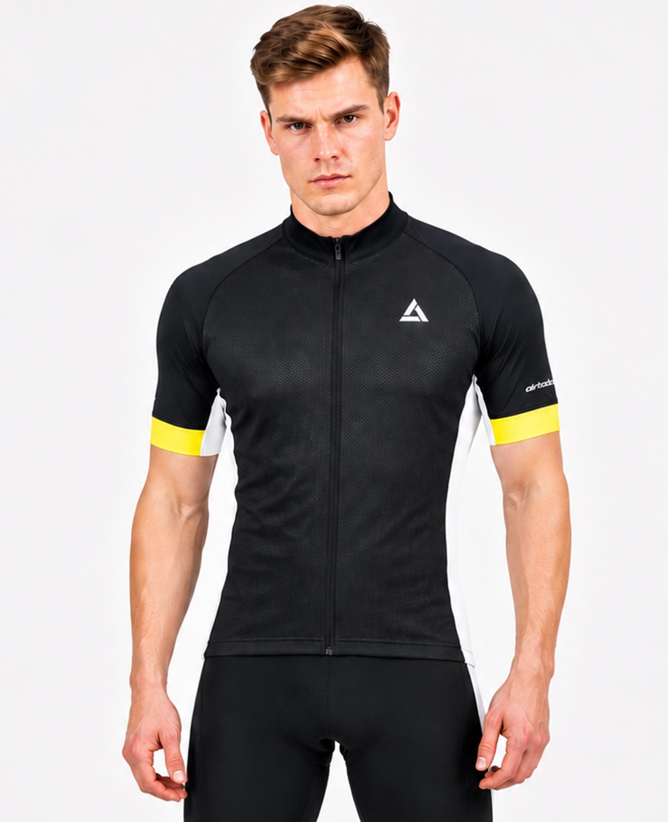 Men's bicycle jersey short arm per team line black and white