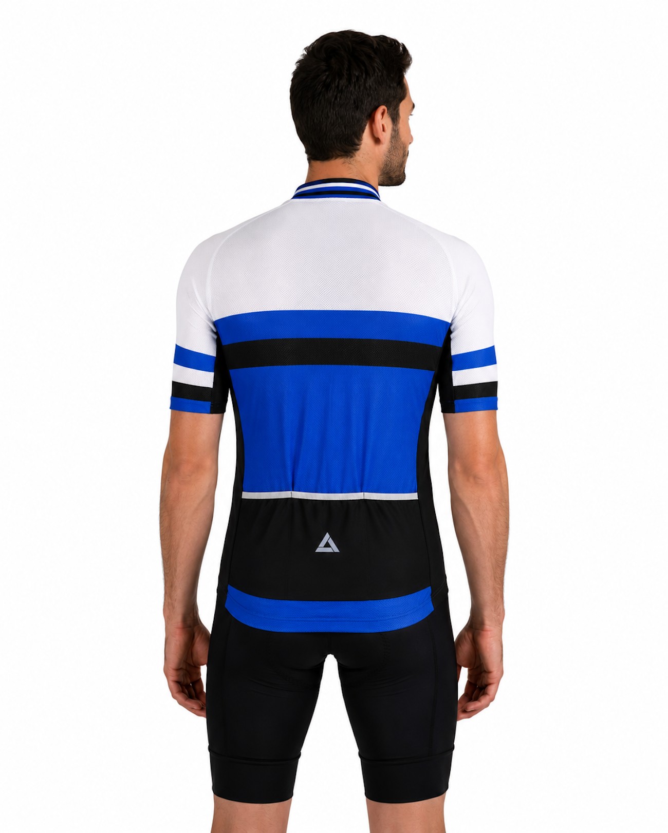 Men's bicycle jersey short arm per line III blue-white